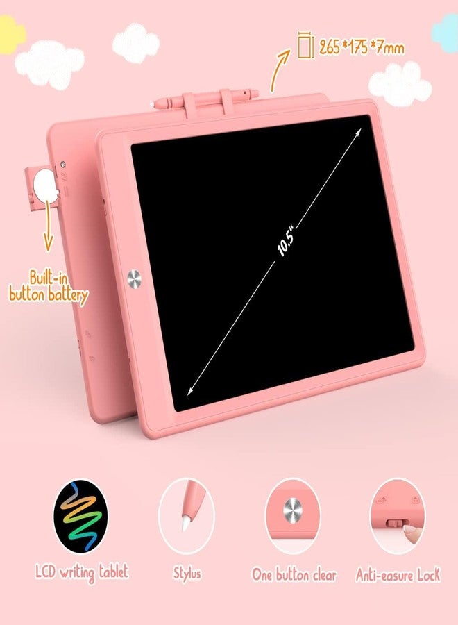 لوحة الكتابة الإلكترونية BUKEBU LCD، لوحة رسم ملونة مقاس 10.5 بوصة، لوحة رسم إلكترونية، لوحات رسم، هدايا سفر للأطفال من سن 3 إلى 8 سنوات (وردي) - Image 2